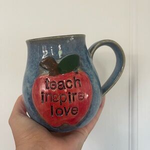 Blue and Red Ceramic Mug - Teach Inspire Love